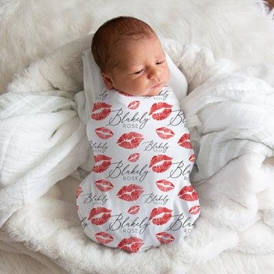 Personalized Kisses Swaddle Blanket Easy Basic Creations