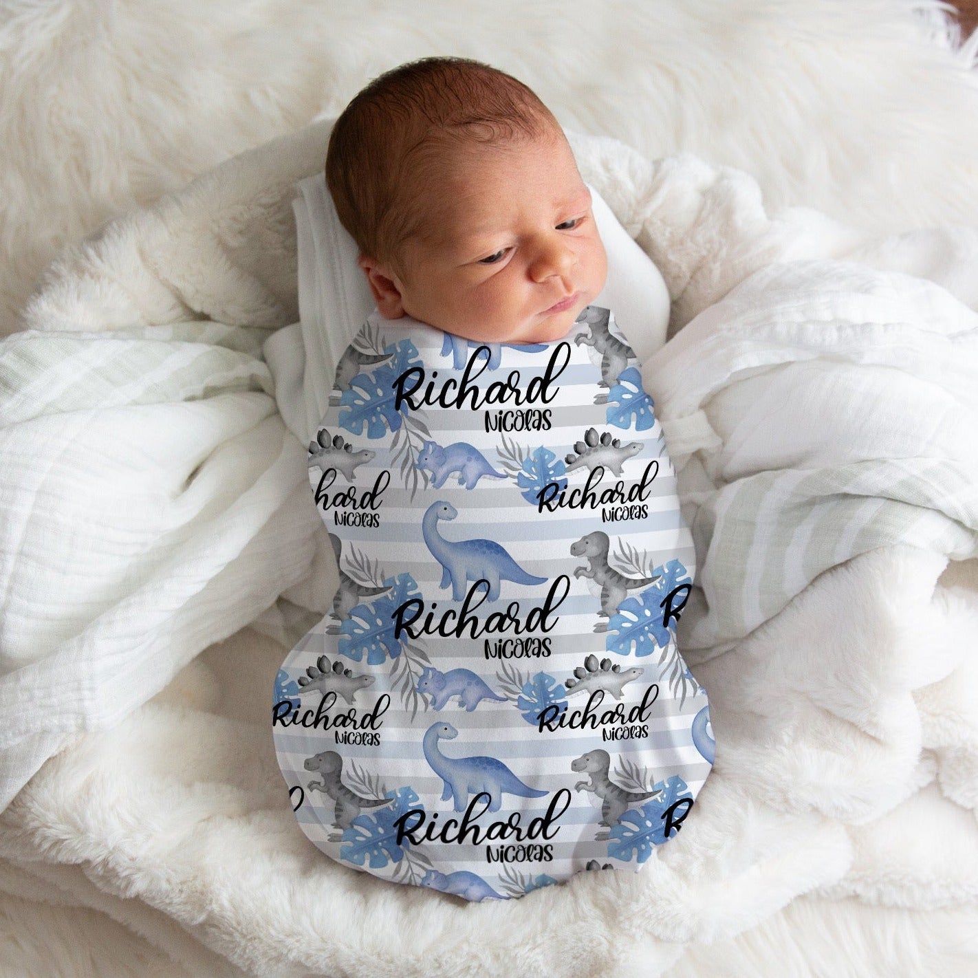 Custom printed outlet swaddles