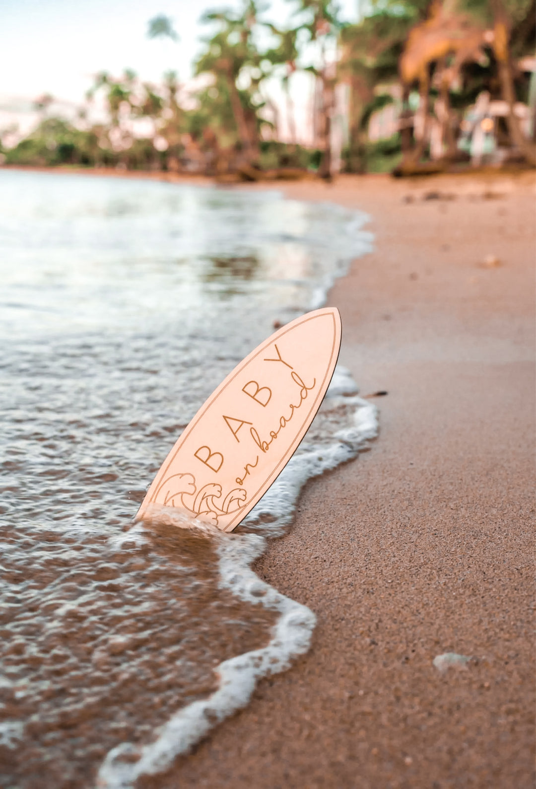 Catch the Wave: Announcing Your Little Surfer with a Surfboard Baby Announcement!