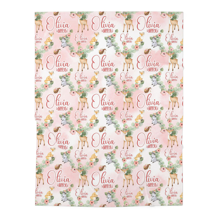 Personalized Woodland Floral Swaddle Blanket Easy Basic Creations