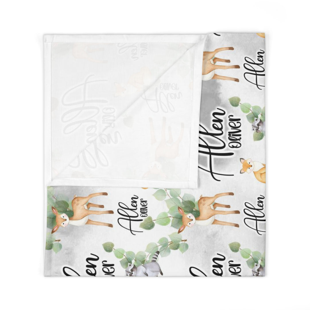 Personalized Woodland Swaddle Blanket Easy Basic Creations