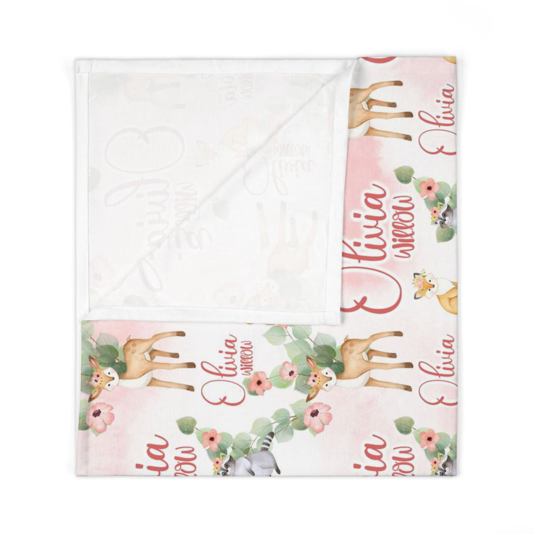 Personalized Woodland Floral Swaddle Blanket Easy Basic Creations