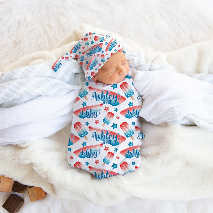 Personalized 4th of July Popsicle Swaddle Blanket Easy Basic Creations