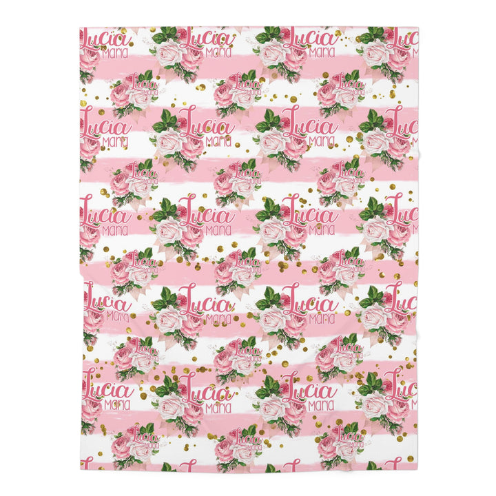 Personalized Pink Rose Garden Swaddle Blanket Easy Basic Creations