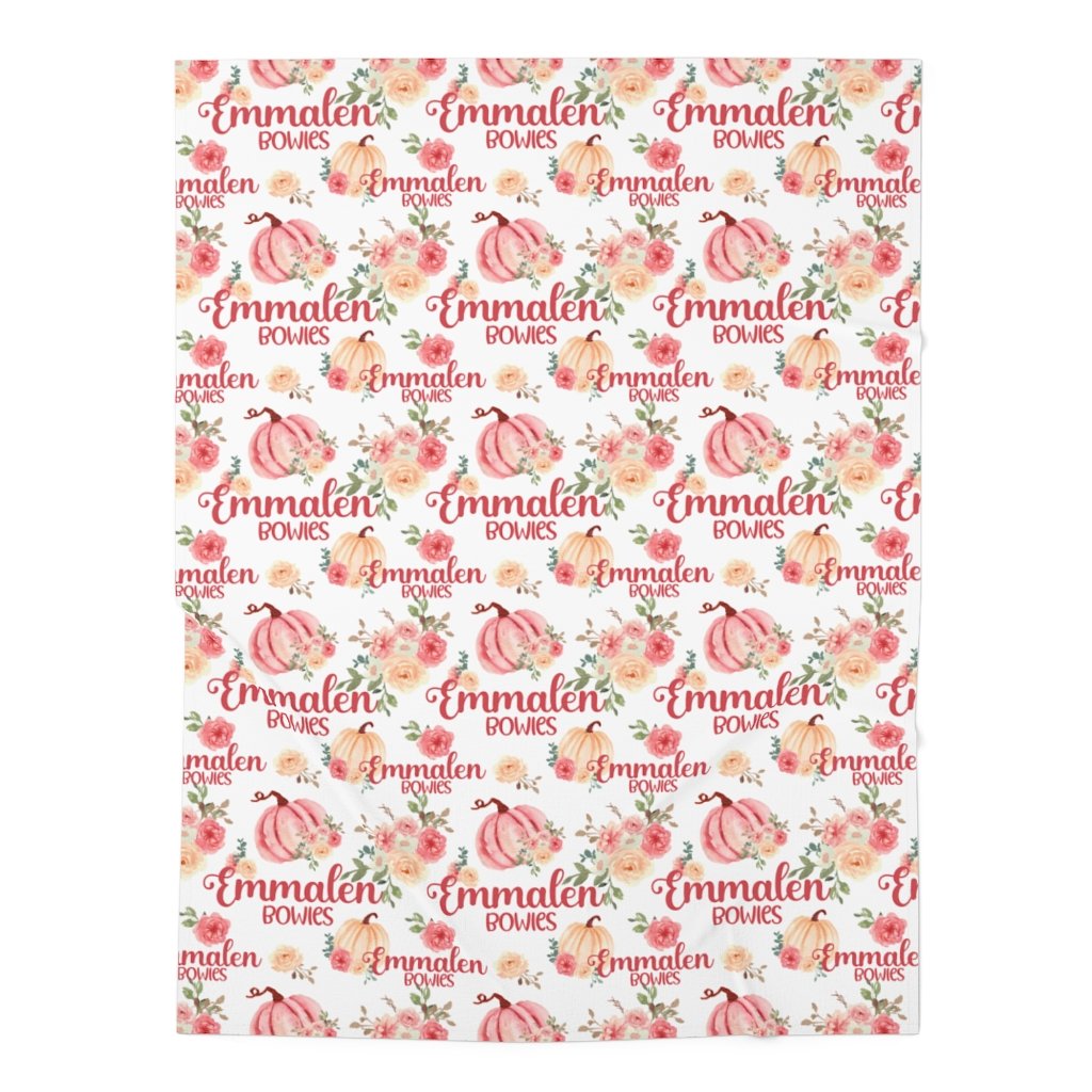 Newborn Swaddles - Personalized Pink Pumpkin Swaddle Blanket