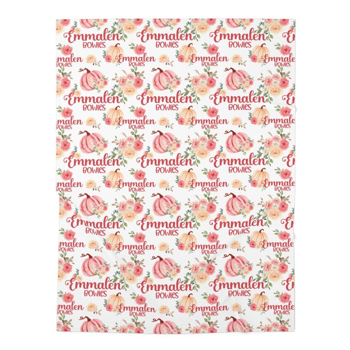 Newborn Swaddles - Personalized Pink Pumpkin Swaddle Blanket