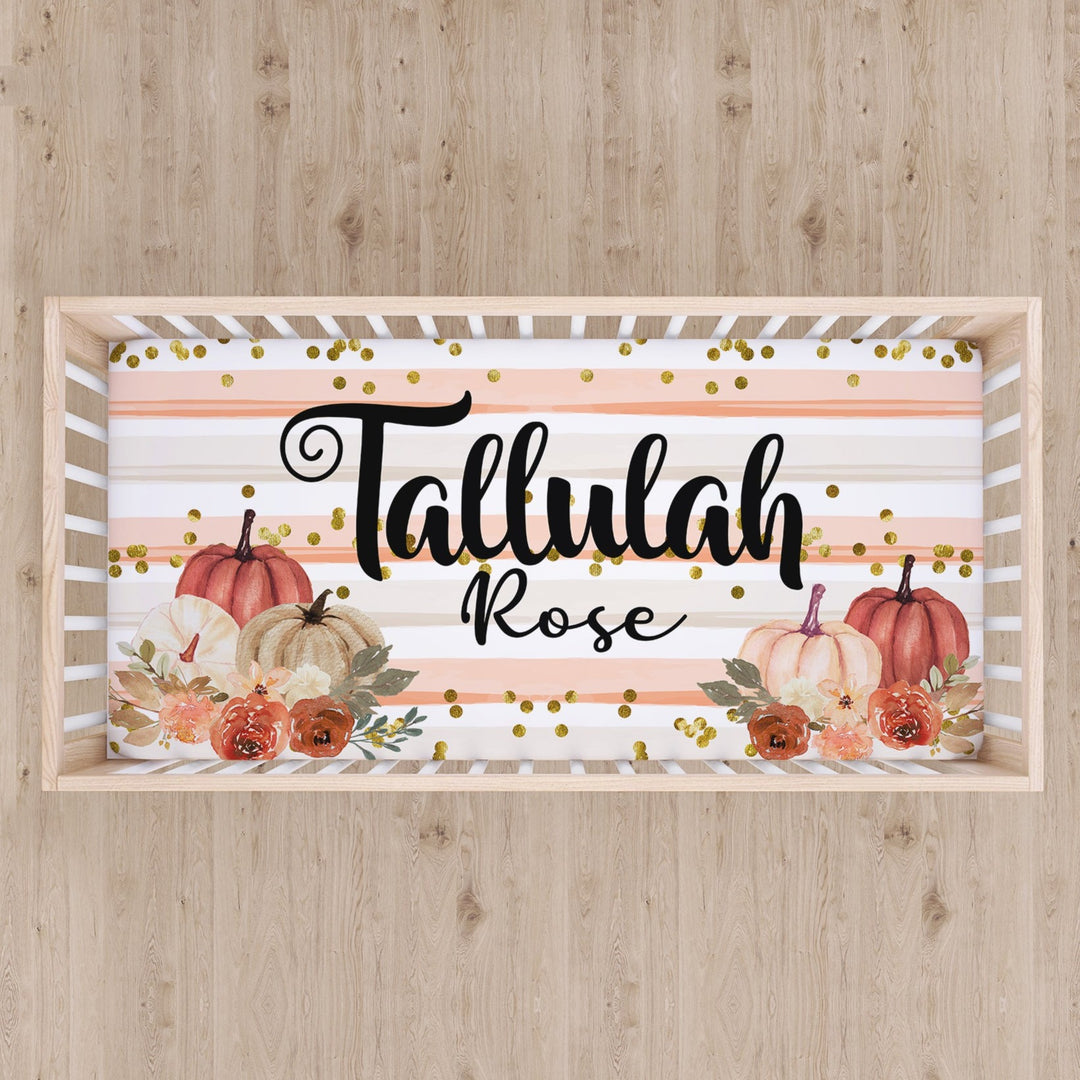 Autumn Pumpkin Custom Name Crib Sheet Easy Basic Creations