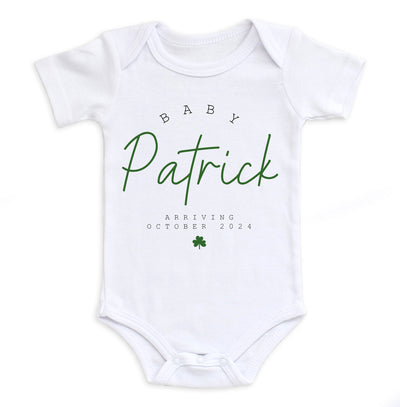 St Patrick's Day Baby Name Bodysuit Easy Basic Creations