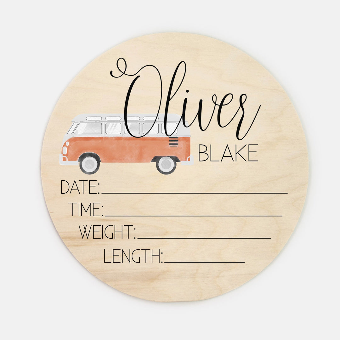 Hippie Van Birth Stat Sign Easy Basic Creations