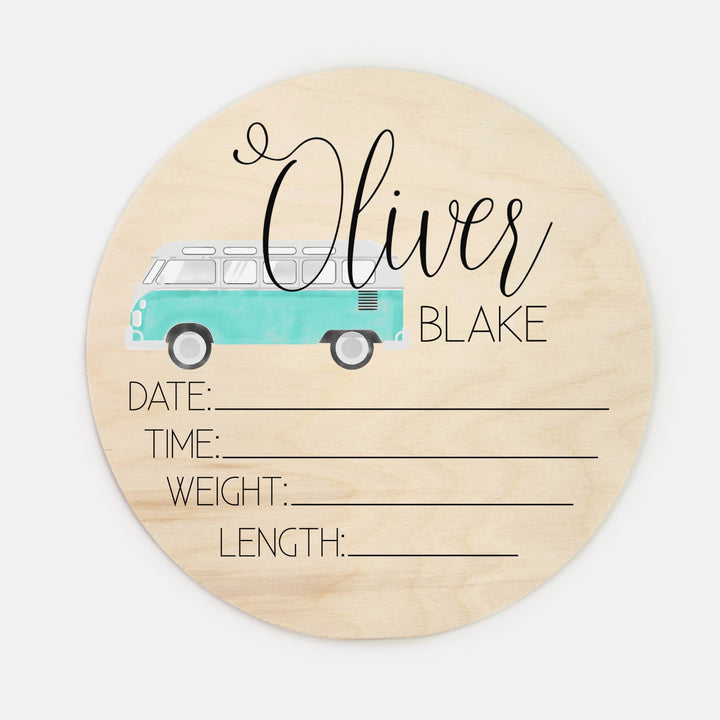 Hippie Van Birth Stat Sign Easy Basic Creations