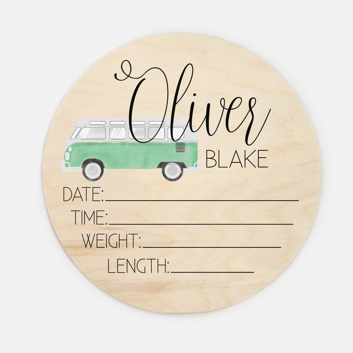 Hippie Van Birth Stat Sign Easy Basic Creations