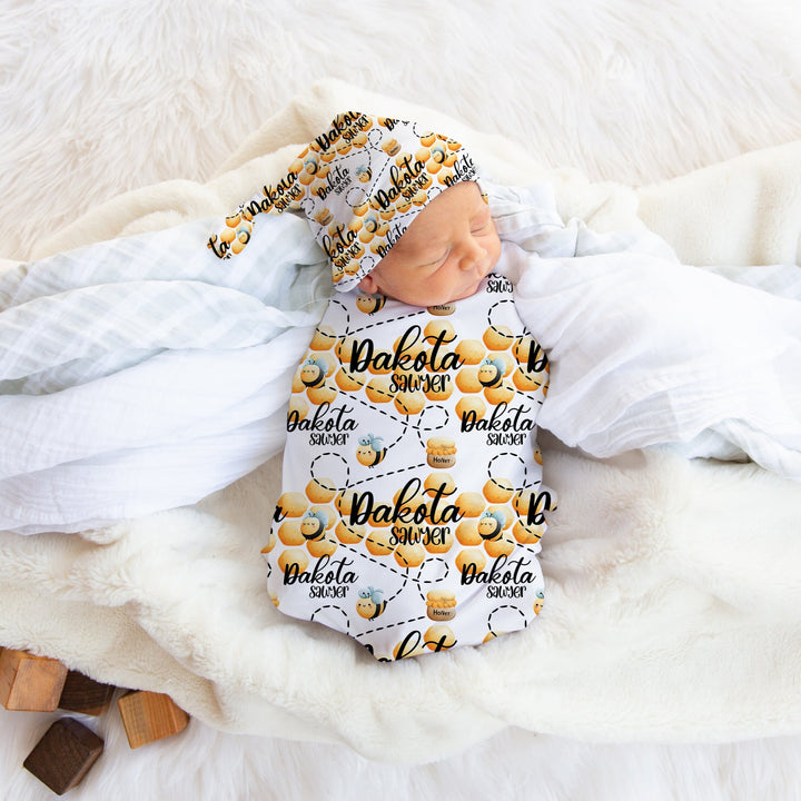 Personalized Bumble Bee Swaddle Blanket Easy Basic Creations