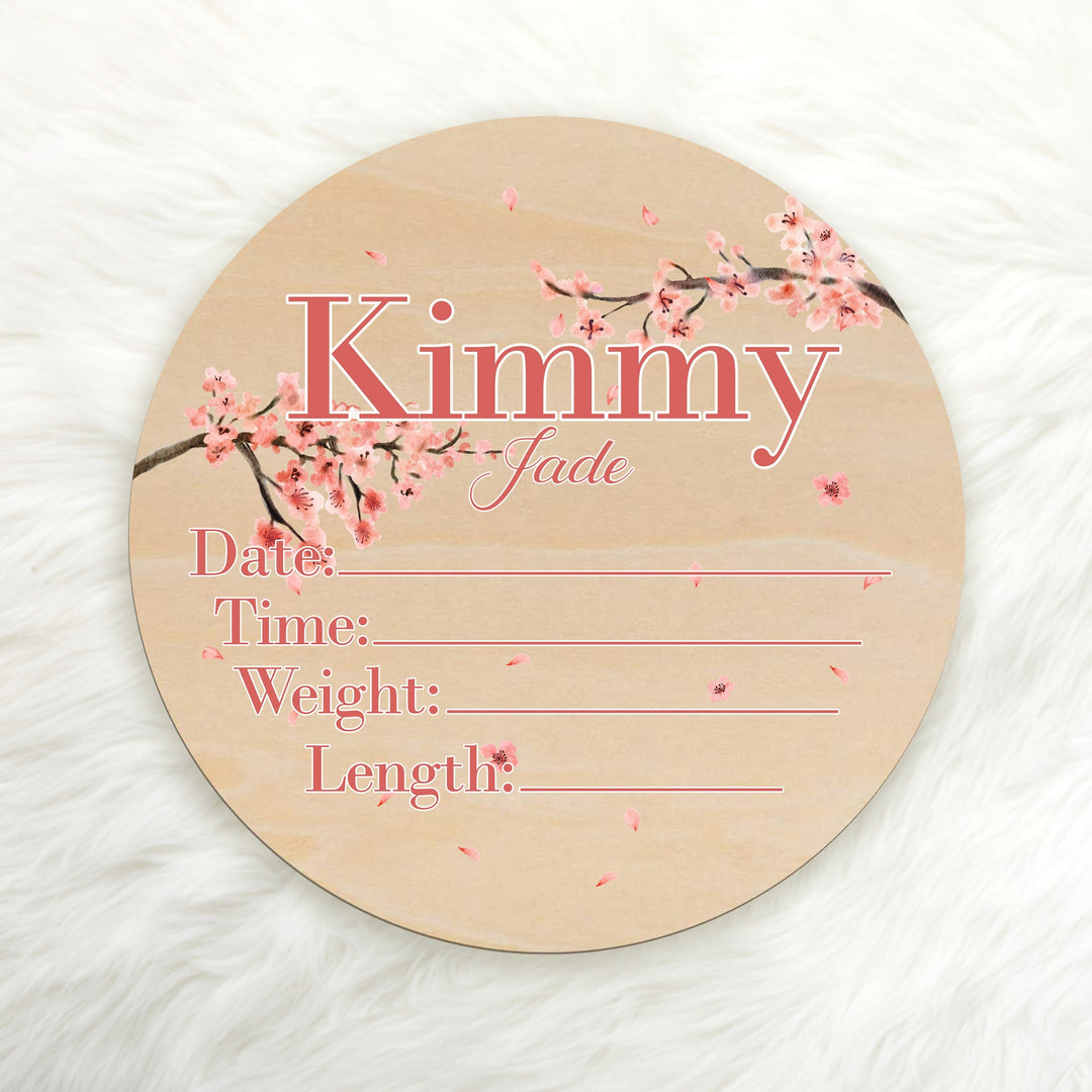 Cherry Blossom Birth Stat Sign Easy Basic Creations