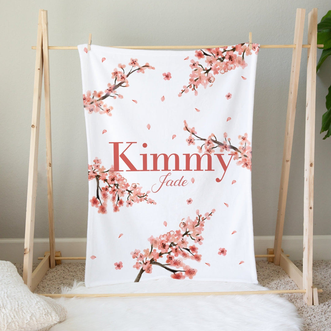 Cherry Blossom Custom Name Blanket Easy Basic Creations