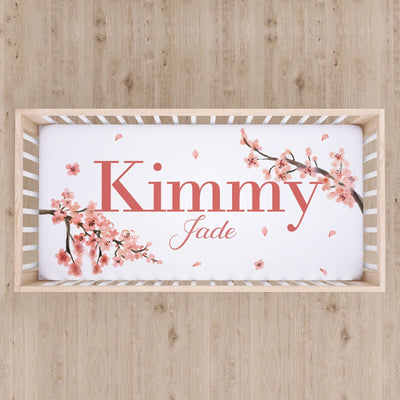 Cherry Blossom Custom Name Crib Sheet Easy Basic Creations