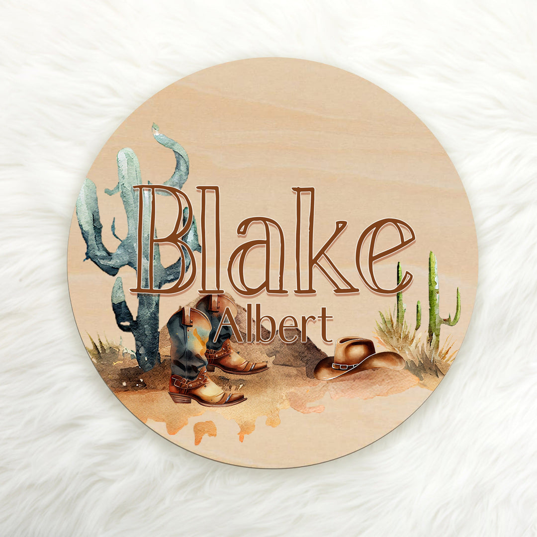 Cowboy Custom Name Wood Round Easy Basic Creations