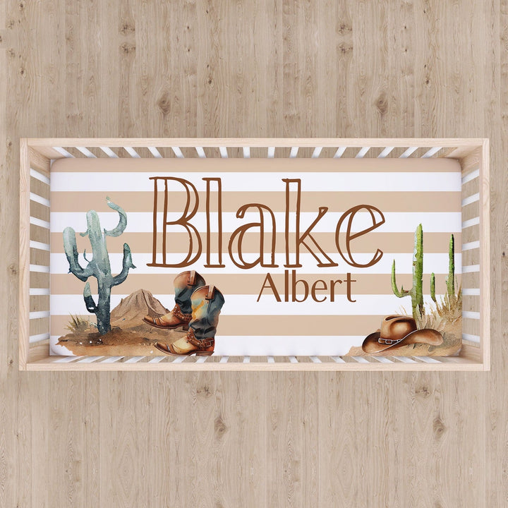 Cowboy Custom Name Crib Sheet Easy Basic Creations