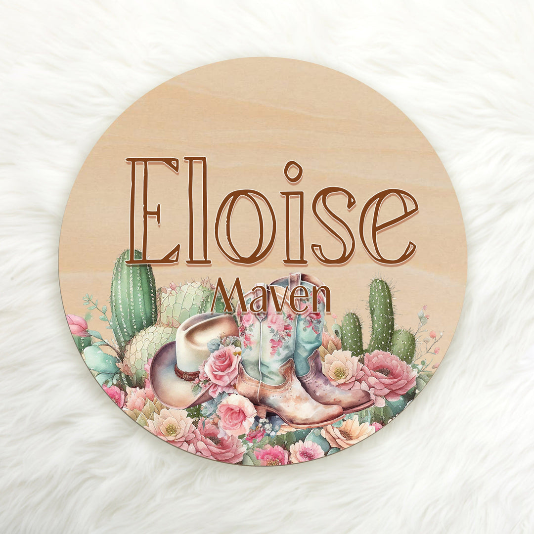 Cowgirl Custom Name Wood Round Easy Basic Creations