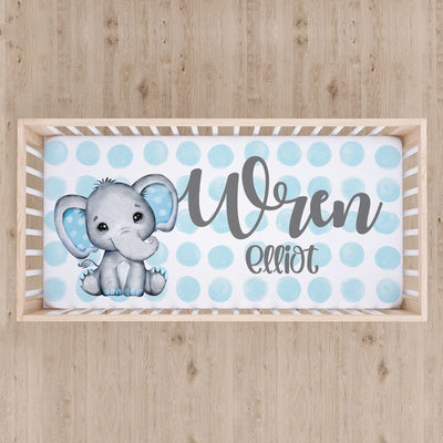 Elephant Boy Custom Name Crib Sheet Easy Basic Creations