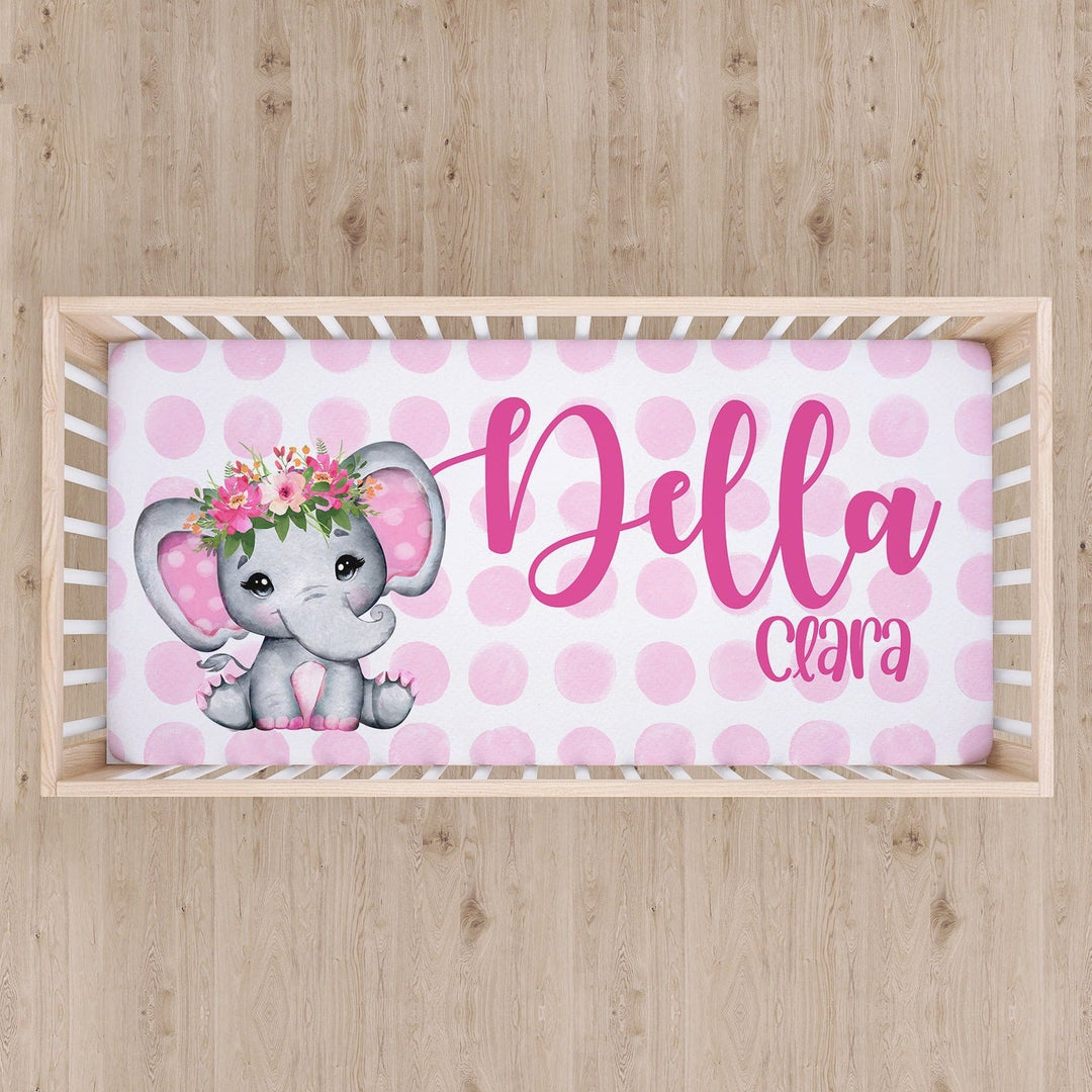 Elephant Girl Custom Name Crib Sheet Easy Basic Creations