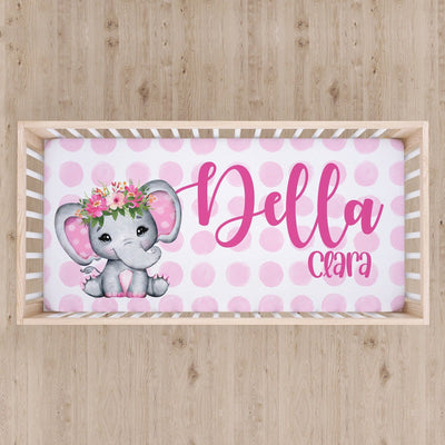 Elephant Girl Custom Name Crib Sheet Easy Basic Creations