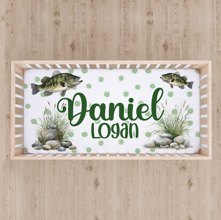 Fishing Custom Name Crib Sheet