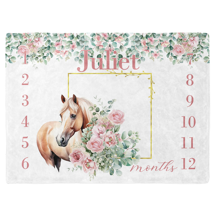 Floral Horse Milestone Blanket