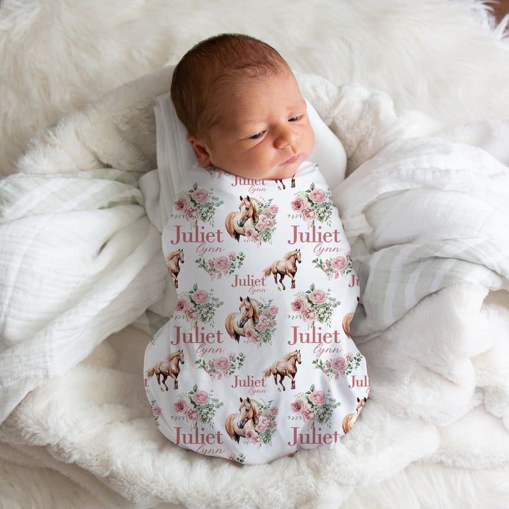 Floral Horse Swaddle Blanket