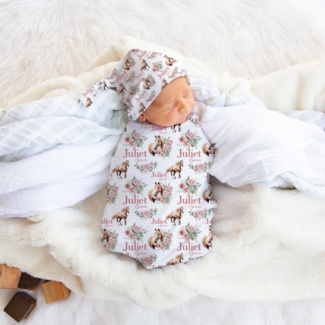 Floral Horse Swaddle Blanket