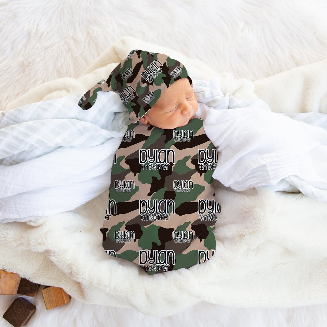 Personalized Green Camo Swaddle Blanket Easy Basic Creations