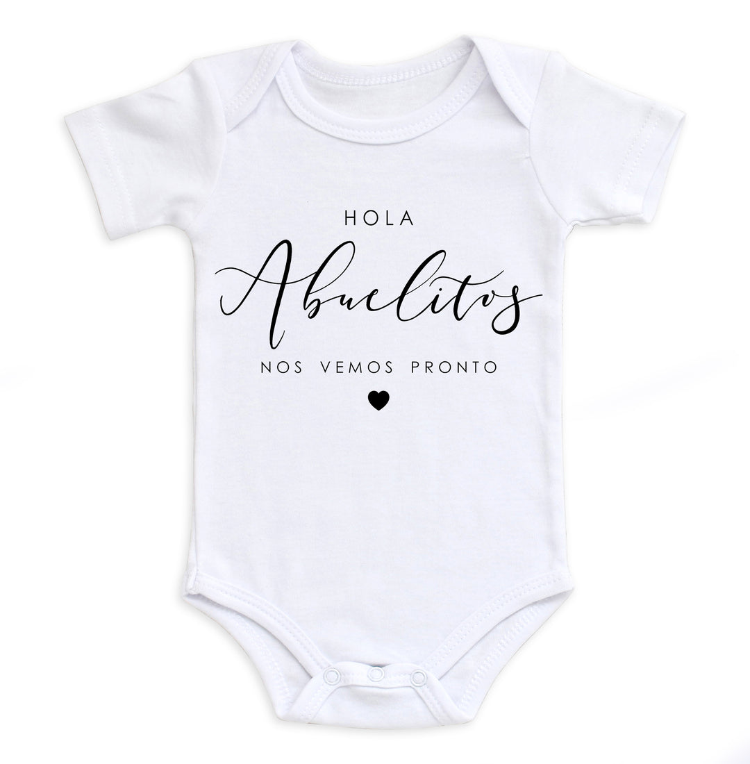 Hola Abuelitos Announcement Bodysuit Easy Basic Creations