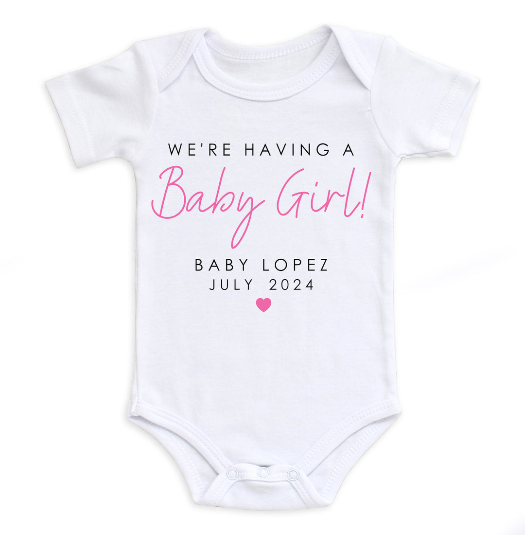 We're Having A Baby Girl Bodysuit Easy Basic Creations