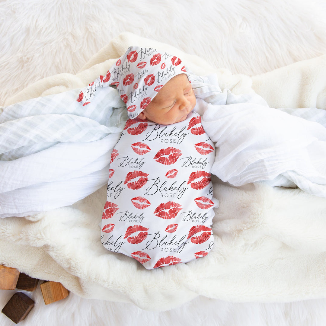 Personalized Kisses Swaddle Blanket Easy Basic Creations