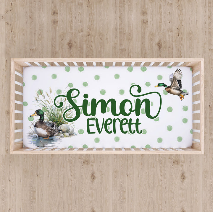 Mallard Duck Custom Name Crib Sheet