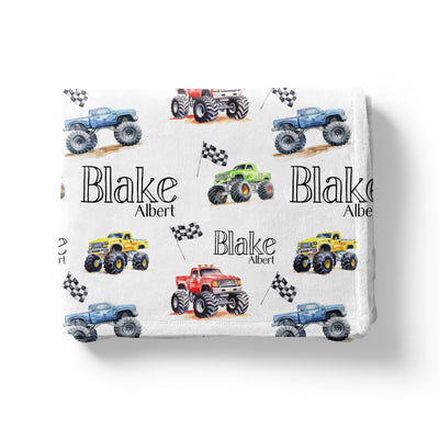Monster Truck Custom Name Blanket Easy Basic Creations