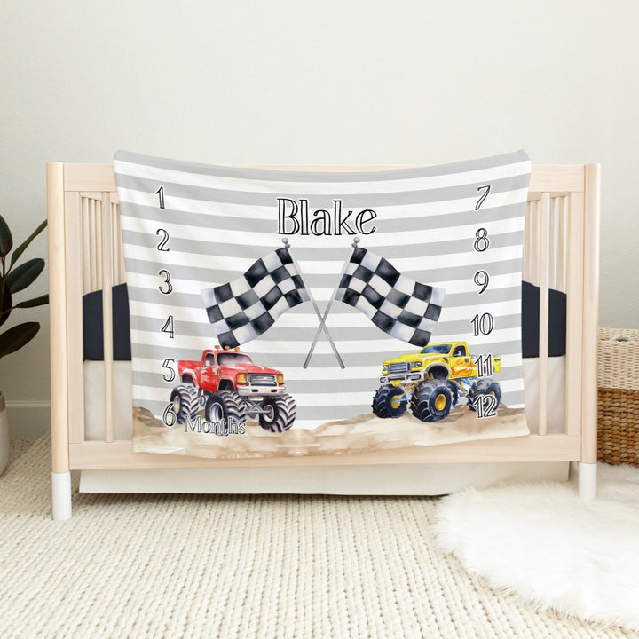 Monster Truck Milestone Blanket Easy Basic Creations