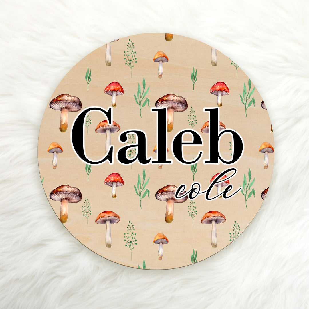 Mushroom Custom Name Wood Round Easy Basic Creations