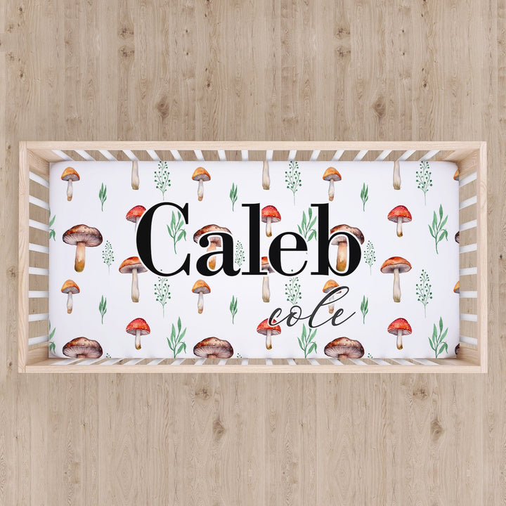 Mushroom Custom Name Crib Sheet Easy Basic Creations