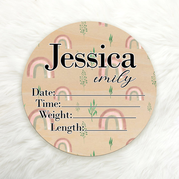 Neutral Rainbow Birth Stat Sign