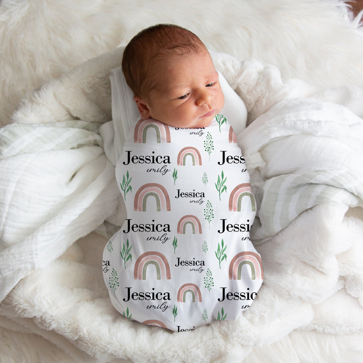 Neutral Rainbow Swaddle Blanket