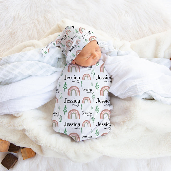 Neutral Rainbow Swaddle Blanket