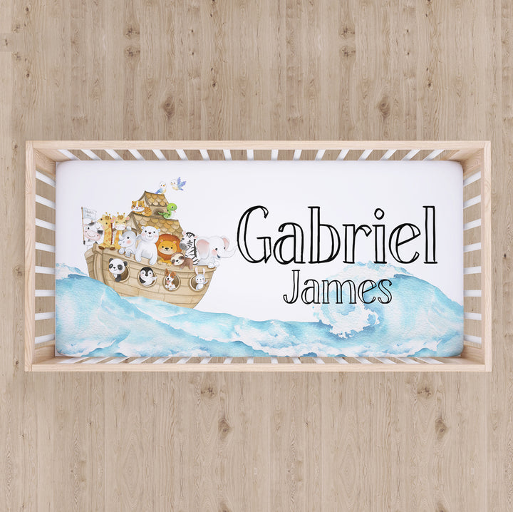 Noah's Ark Custom Name Crib Sheet