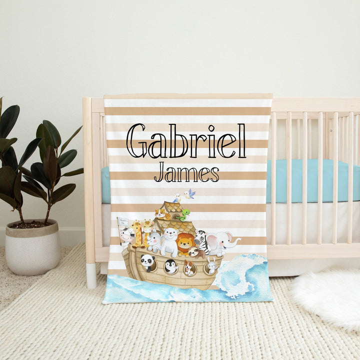 Noah's Ark Stripe Custom Name Blanket