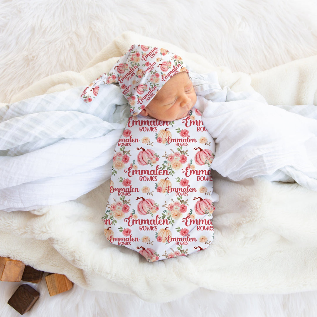 Personalized Pink Pumpkin Swaddle Blanket Easy Basic Creations Shop