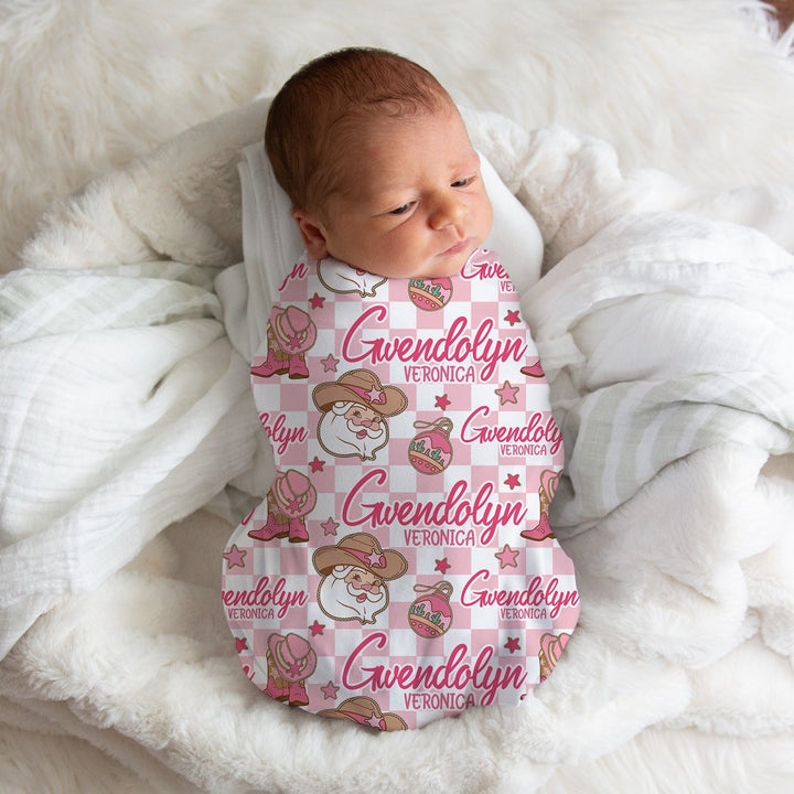 Pink Western Santa Swaddle Blanket Easy Basic Creations