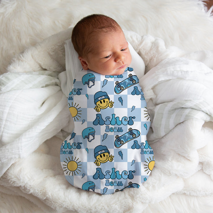 Skater Smiley Face Swaddle Blanket Easy Basic Creations