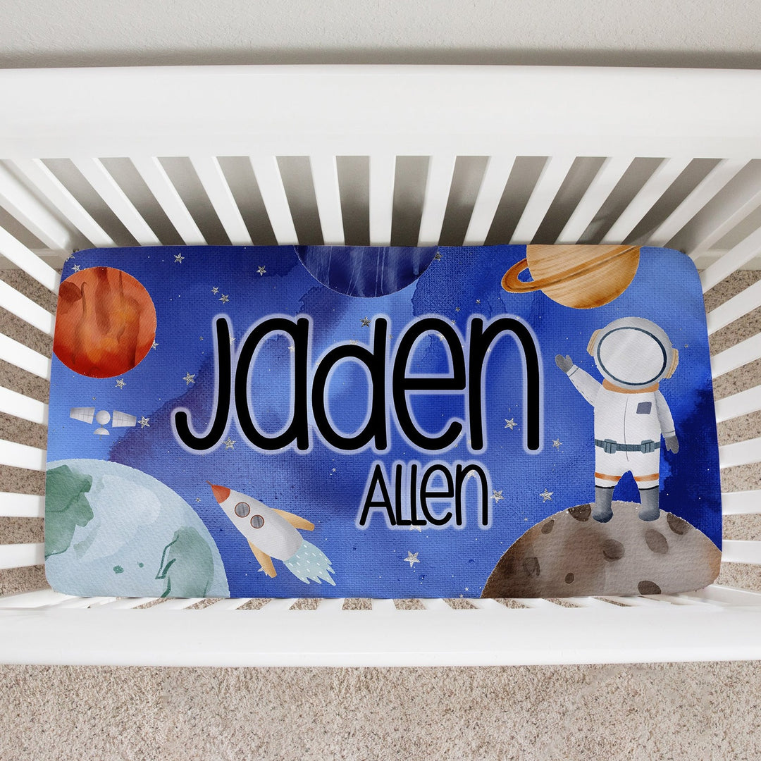 Space Astronaut Custom Name Crib Sheets Easy Basic Creations