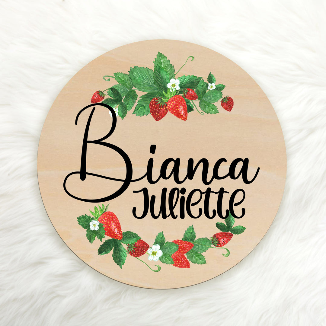 Strawberry Custom Name Wood Round Easy Basic Creations