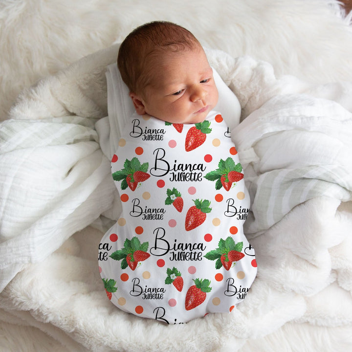 Personalized Strawberry Swaddle Blanket Easy Basic Creations