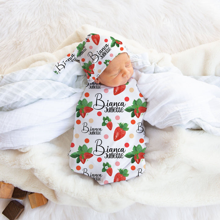 Personalized Strawberry Swaddle Blanket Easy Basic Creations